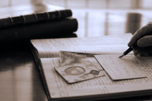 Writing with family photos