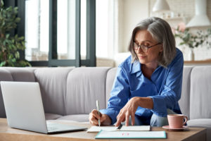 Businesswoman writing