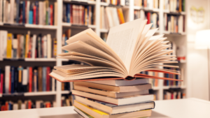 open book in bookstore